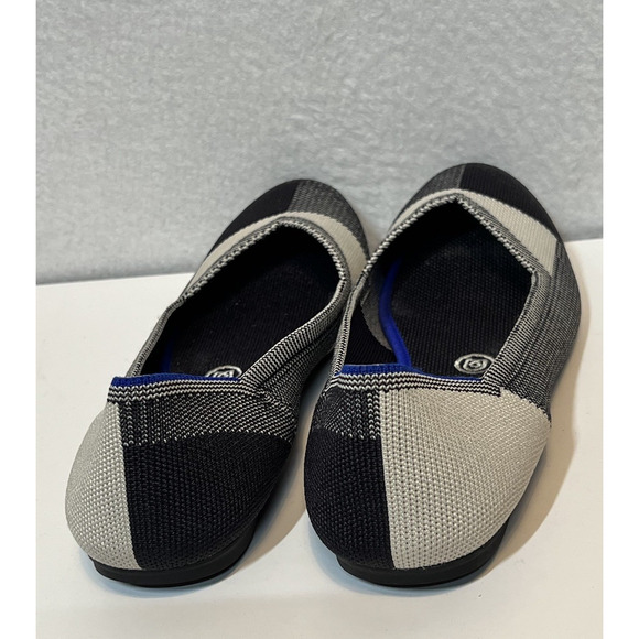 ROTHYS Size 8.5 “THE FLAT” Retired BUFFALO PLAID‎ Round Cap Toe Blk/Wht Slip On - Picture 4 of 9